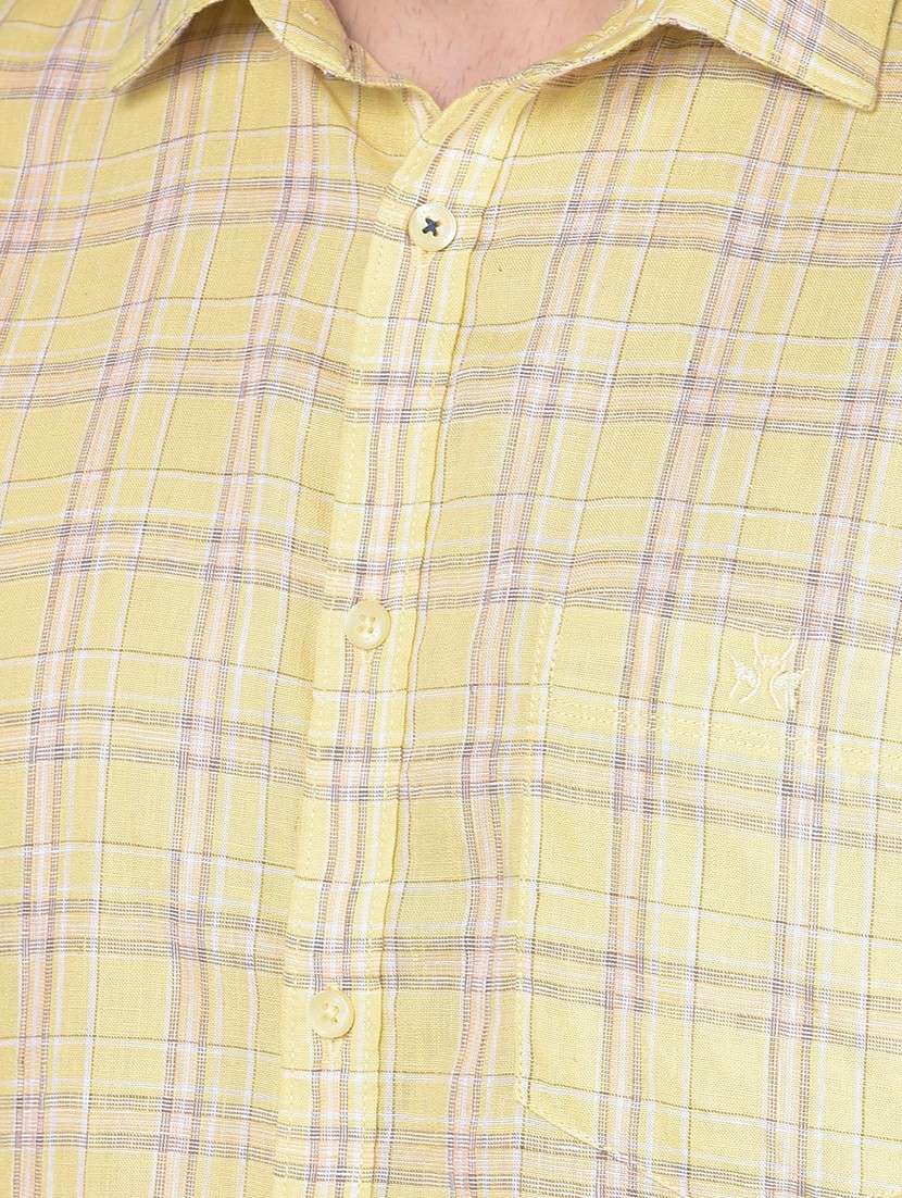 yellow linen blend casual shirt - 20586543 - Standard Image - 5