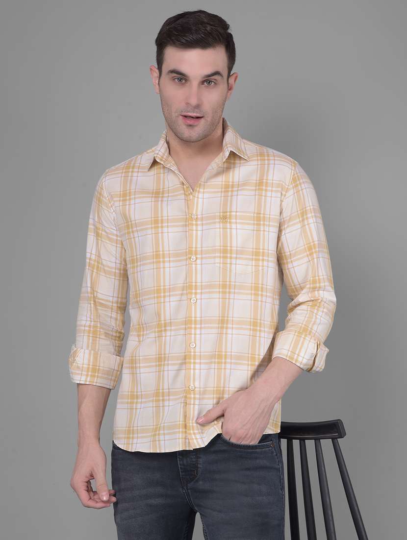 beige checkered casual shirt