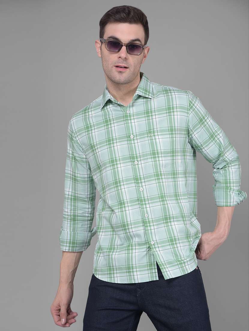 green checkered casual shirt