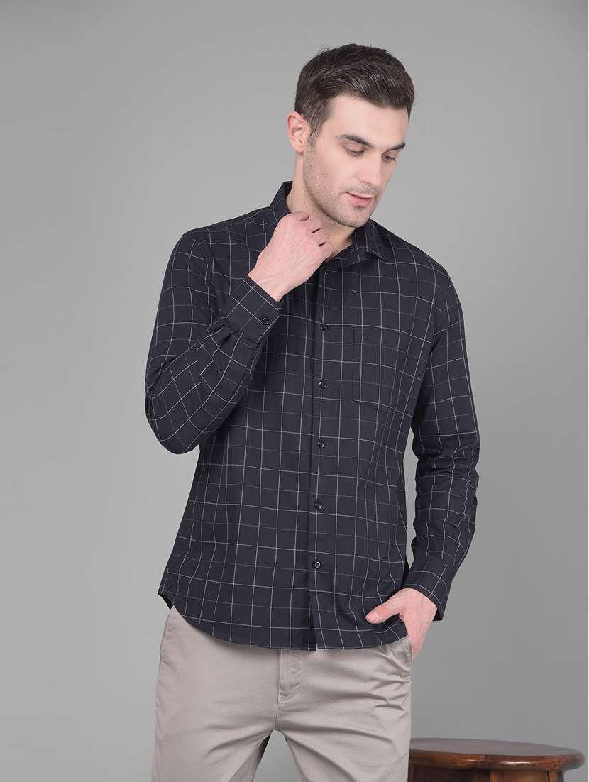 black checkered casual shirt