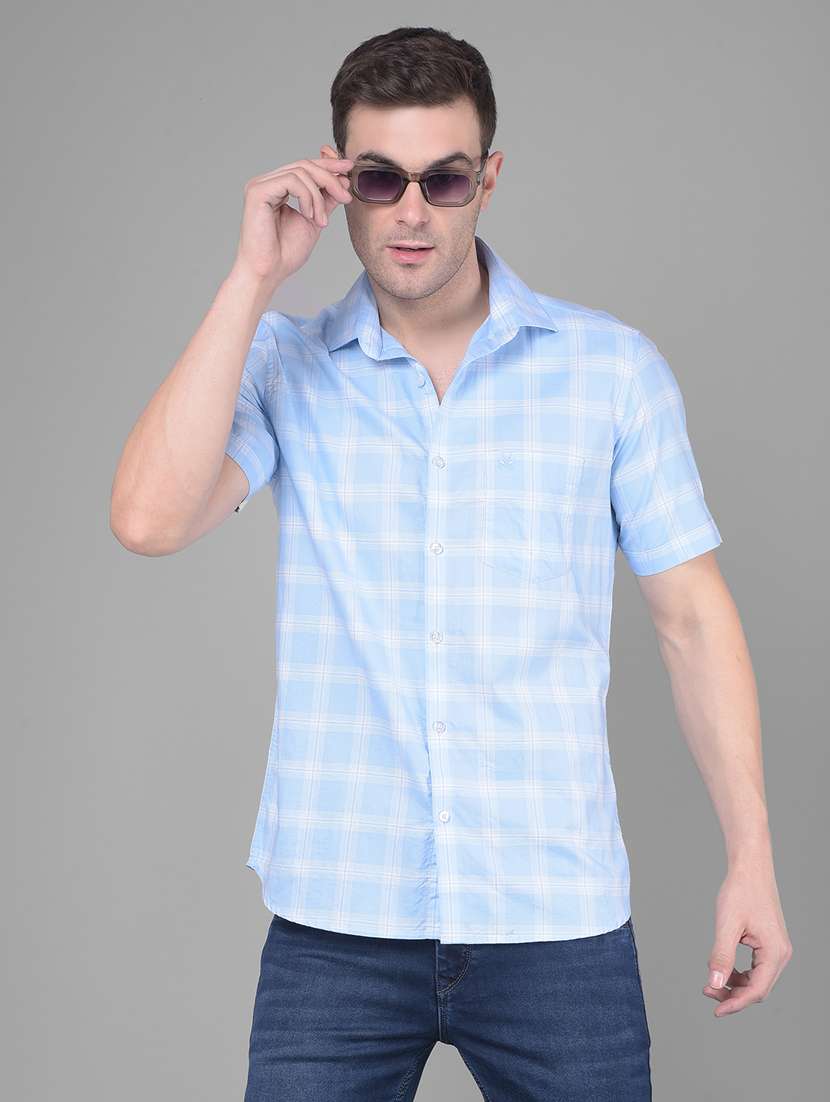 light blue checkered casual shirt
