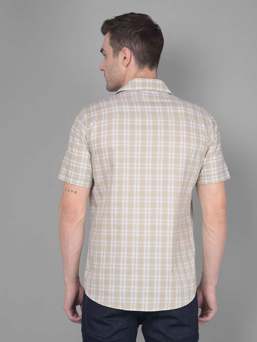 olive checkered casual shirt - 20586564 - Standard Image - 3