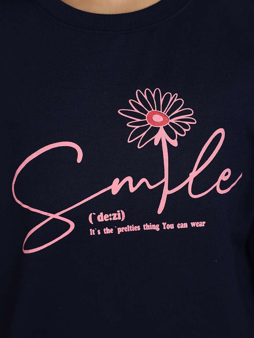 women round neck typographic sweatshirt - 20587555 -  Standard Image - 5