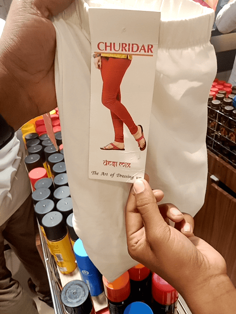 off white cotton lycra churidars & leggings - 20587952 - Standard Image - 0