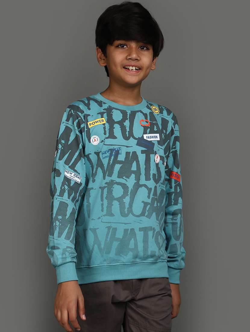 boys light blue typographic sweatshirt