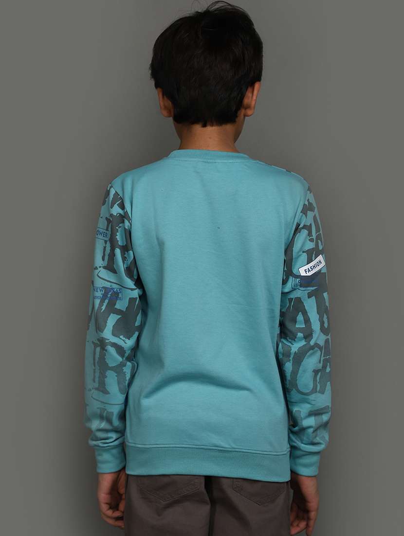 boys light blue typographic sweatshirt - 20588403 -  Standard Image - 3