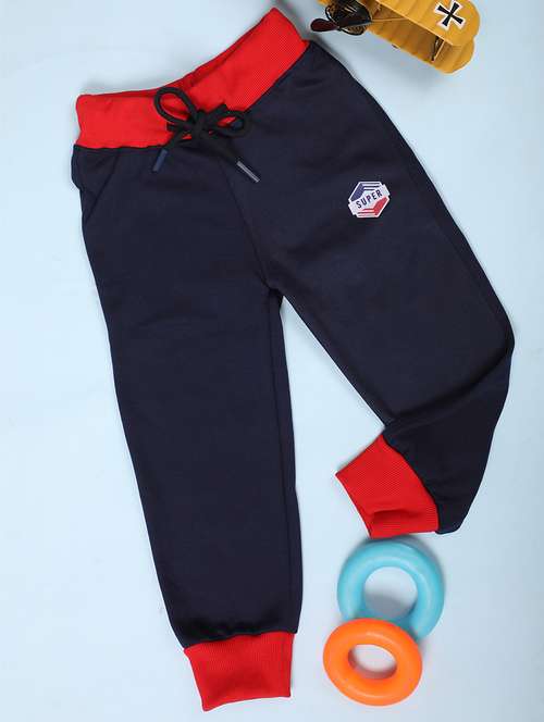 boys blue color block casual trouser - 20588759 -  Standard Image - 0