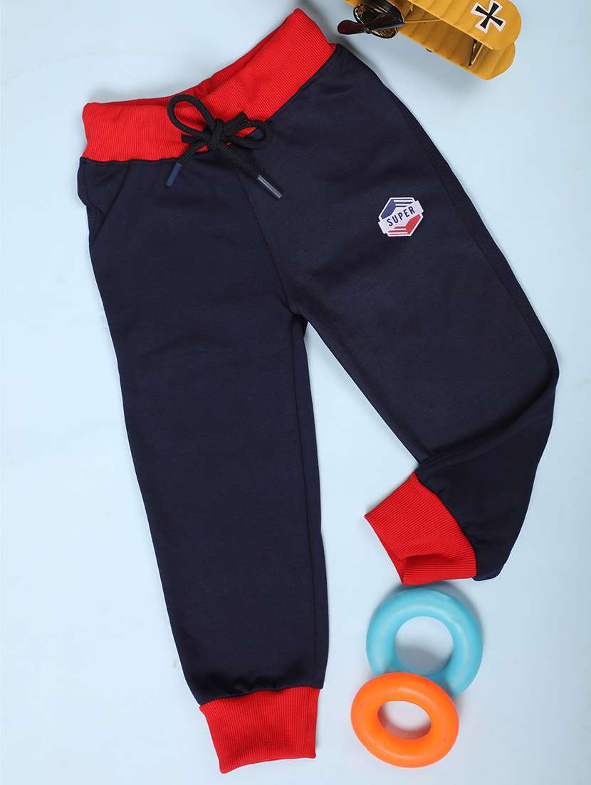 boys blue color block casual trouser