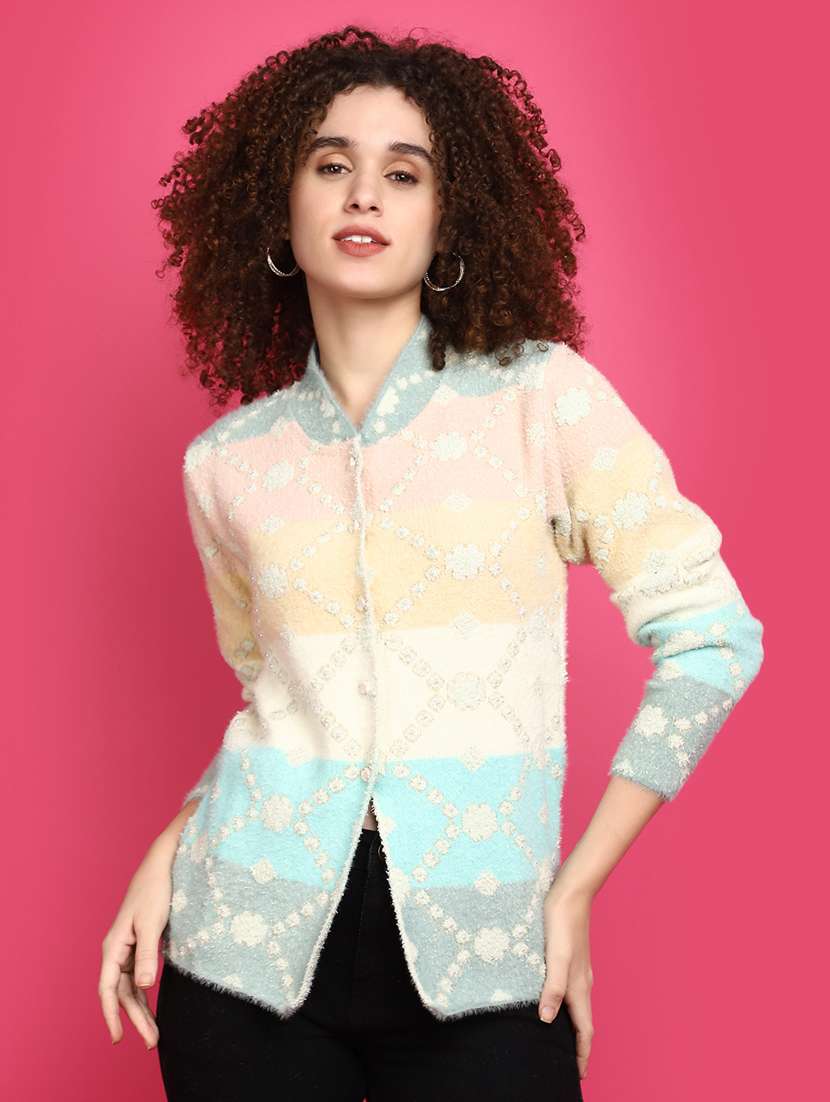 women multi color long sleeves cardigans