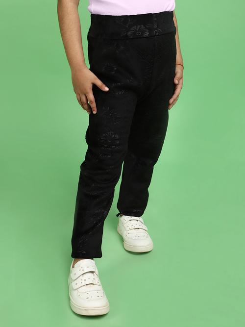 kids black self design leggings - 20588847 -  Standard Image - 0