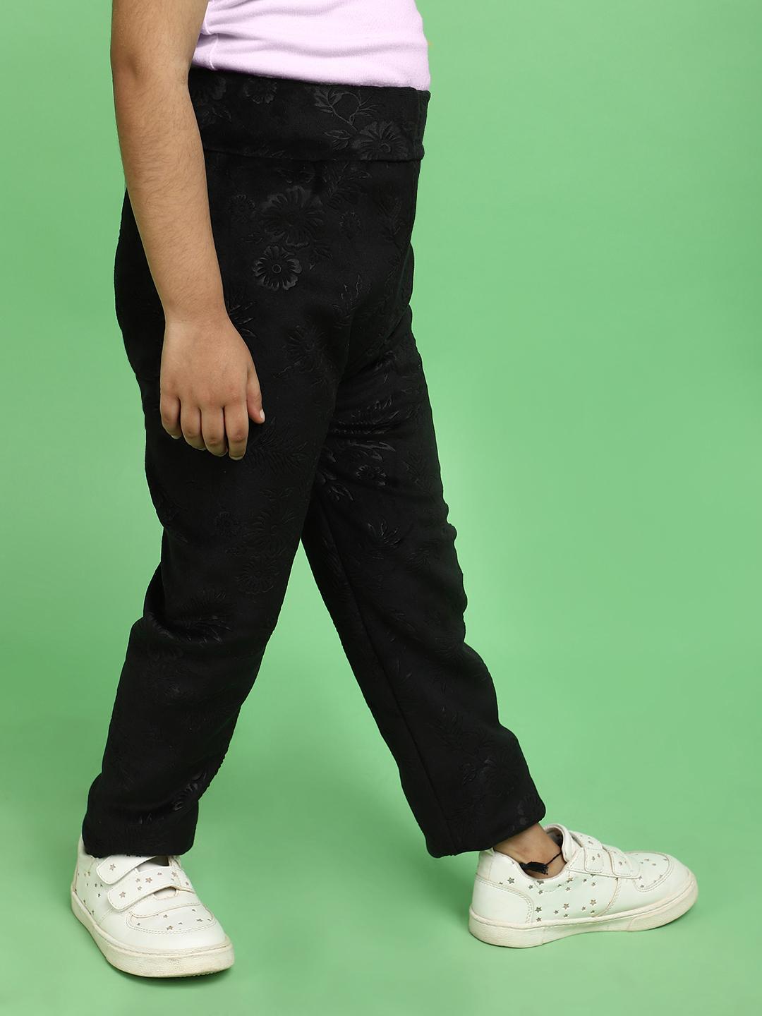 kids black self design leggings - 20588847 - Standard Image - 3