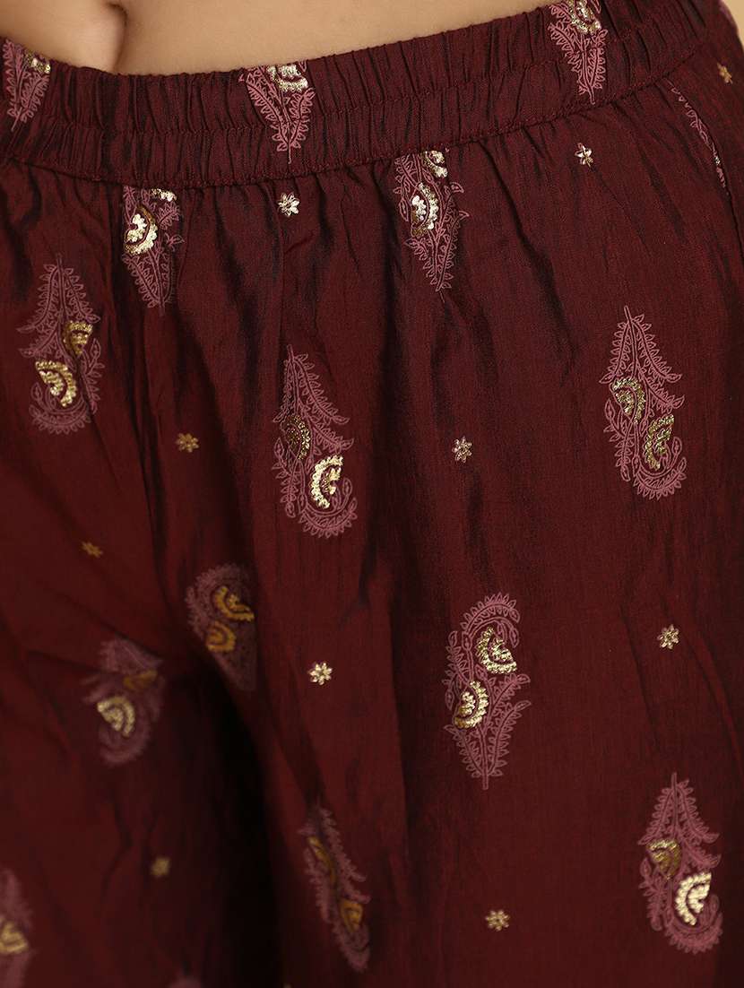 maroon rayon kurta sharara  set - 20588864 -  Standard Image - 5