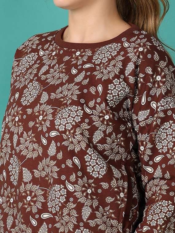 women all over print round neck sweatshirt - 20589011 - Standard Image - 5