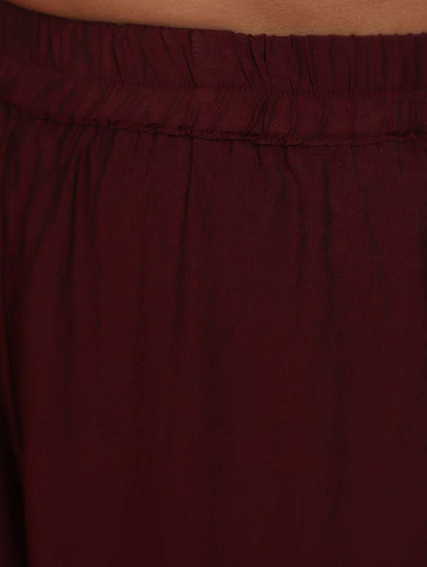 maroon cotton blend suit set - 20589505 -  Standard Image - 5
