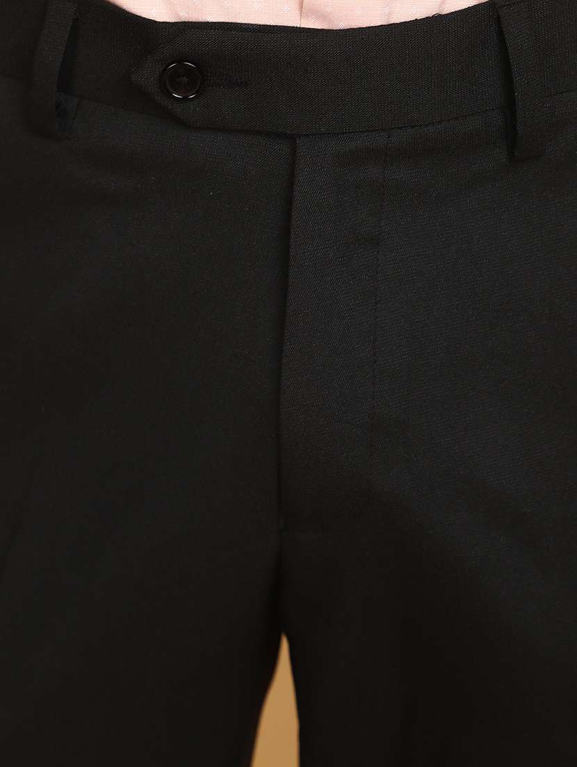 men solid mid rise formal trouser - 20589708 -  Standard Image - 3