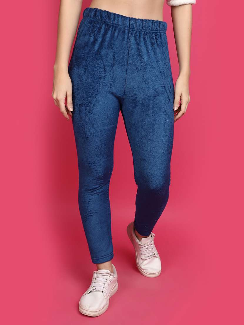 women mid rise solid leggings