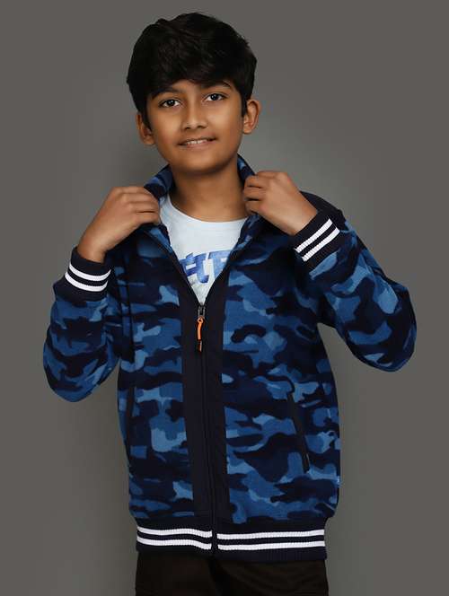 boys blue camouflage print sweatshirt - 20589737 - Standard Image - 0