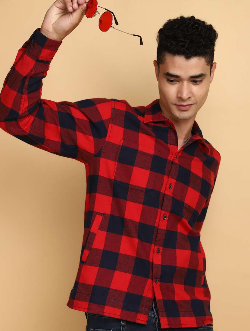 men red regulal fit long sleeves shirt - 20589741 -  Standard Image - 3