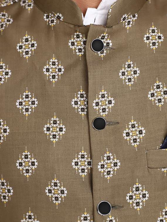 men printed nehru jacket - 20589763 -  Standard Image - 5