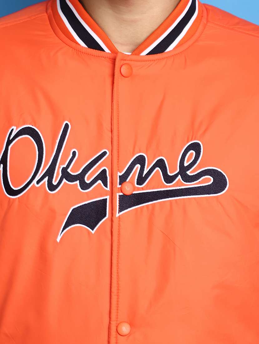 men orange henley neck casual jacket - 20589808 -  Standard Image - 5