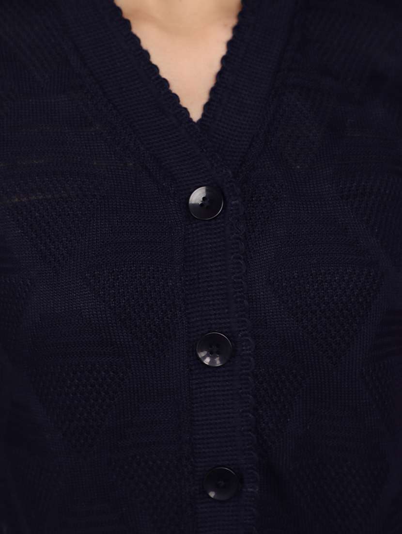 women navy blue long sleeves cardigans - 20589862 - Standard Image - 5