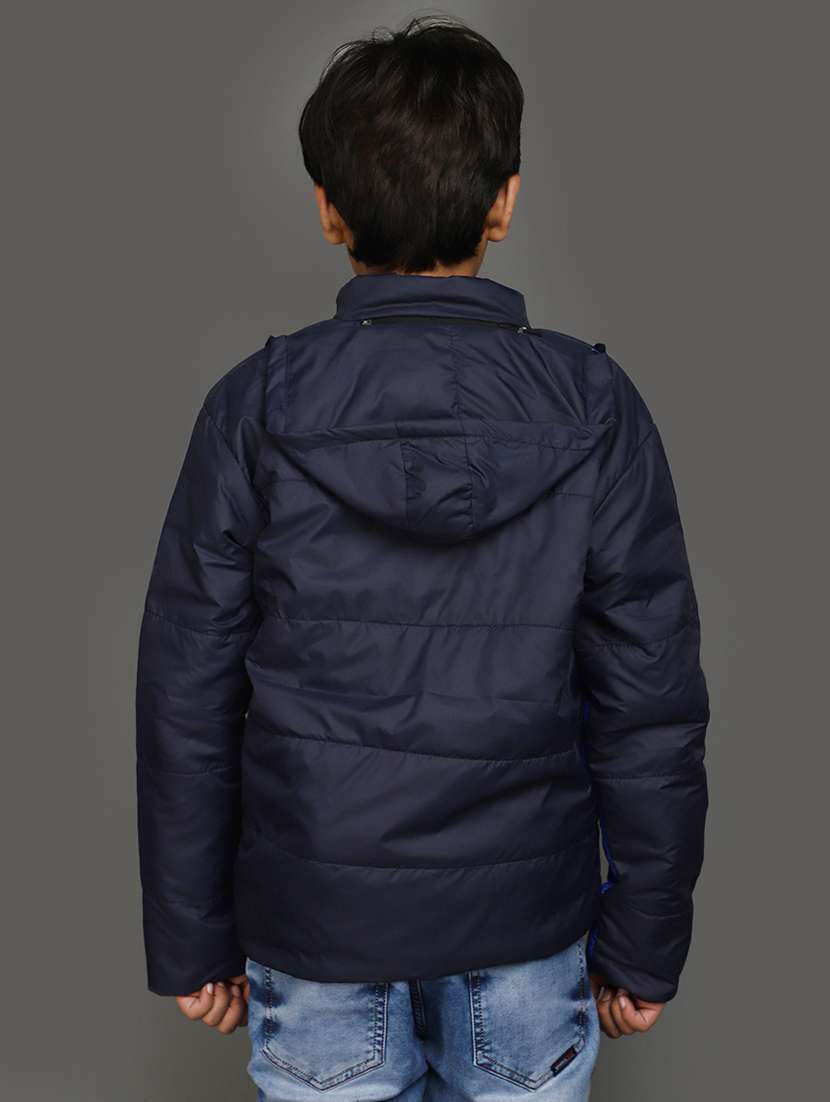 blue colour block long sleeves jacket - 20589882 - Standard Image - 3