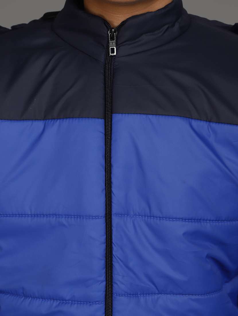 blue colour block long sleeves jacket - 20589882 - Standard Image - 5