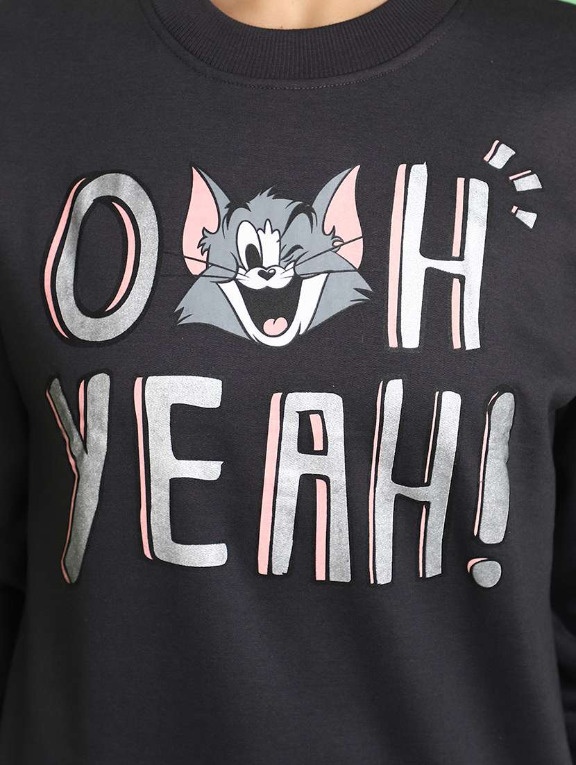 women round neck front print sweatshirt - 20589907 -  Standard Image - 5