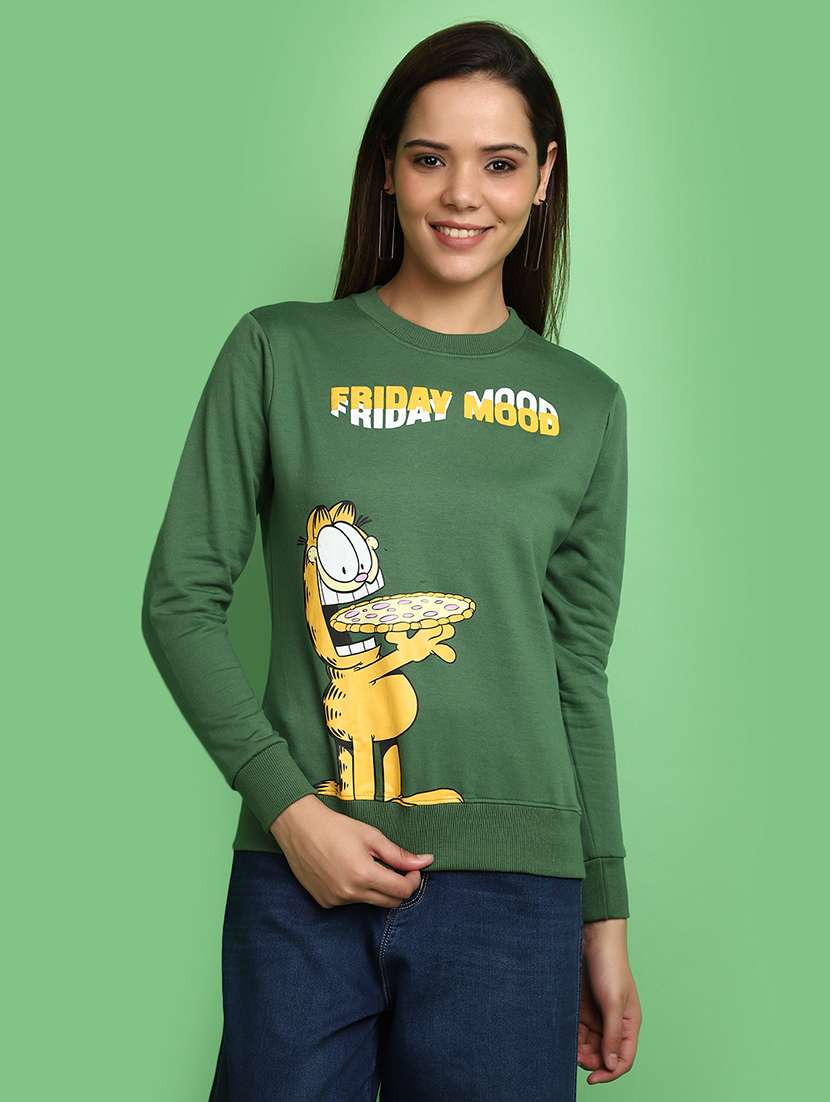 women round neck typographic sweatshirt