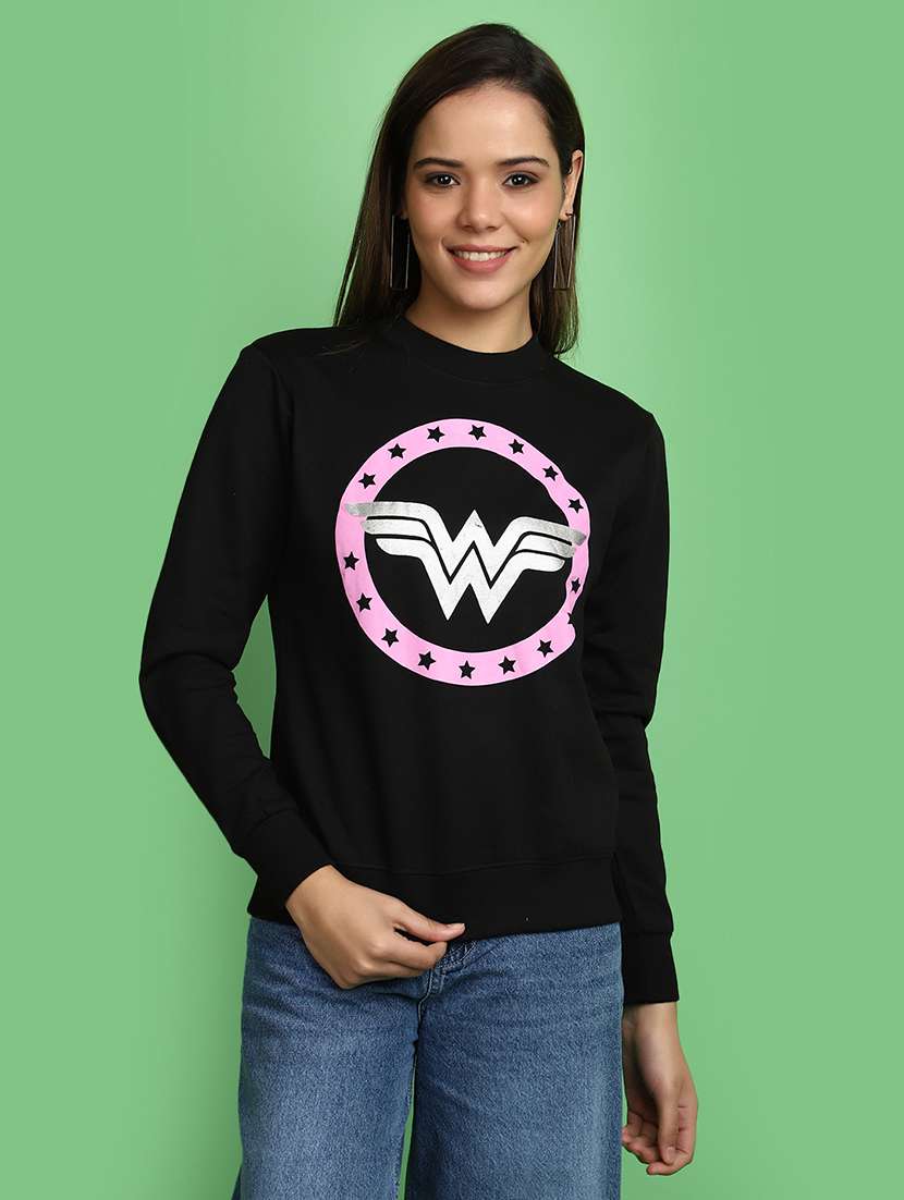 women black front print sweatshirt - 20589910 -  Zoom Image - 0
