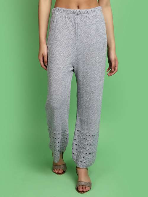 women mid rise self design palazzo - 20589933 - Standard Image - 0