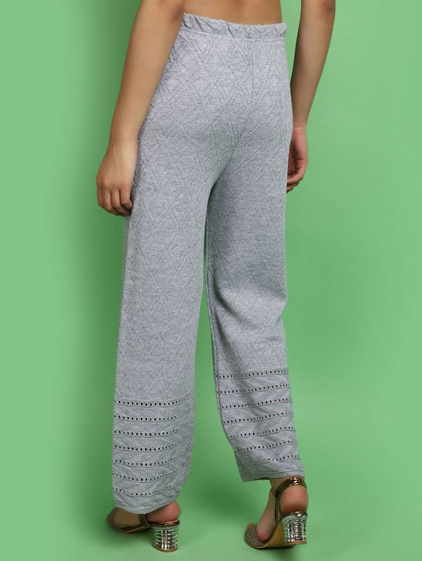women mid rise self design palazzo - 20589933 - Standard Image - 3