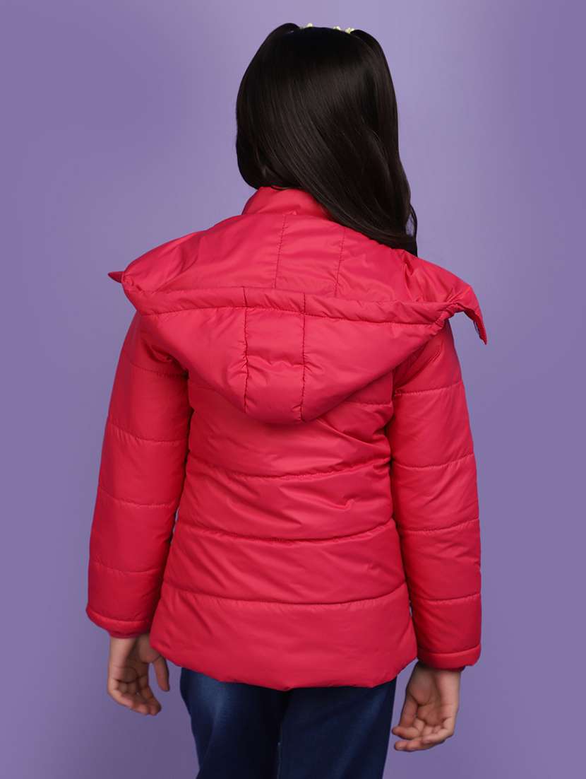 fuchsia solid hooded jacket - 20589949 - Standard Image - 3