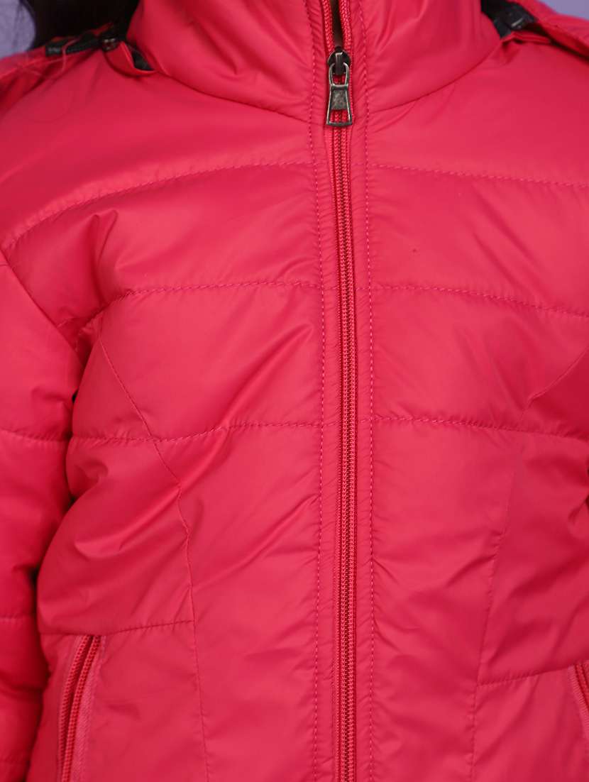 fuchsia solid hooded jacket - 20589949 - Standard Image - 5