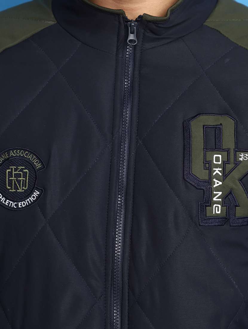 blue color block casual jacket - 20589951 -  Standard Image - 5