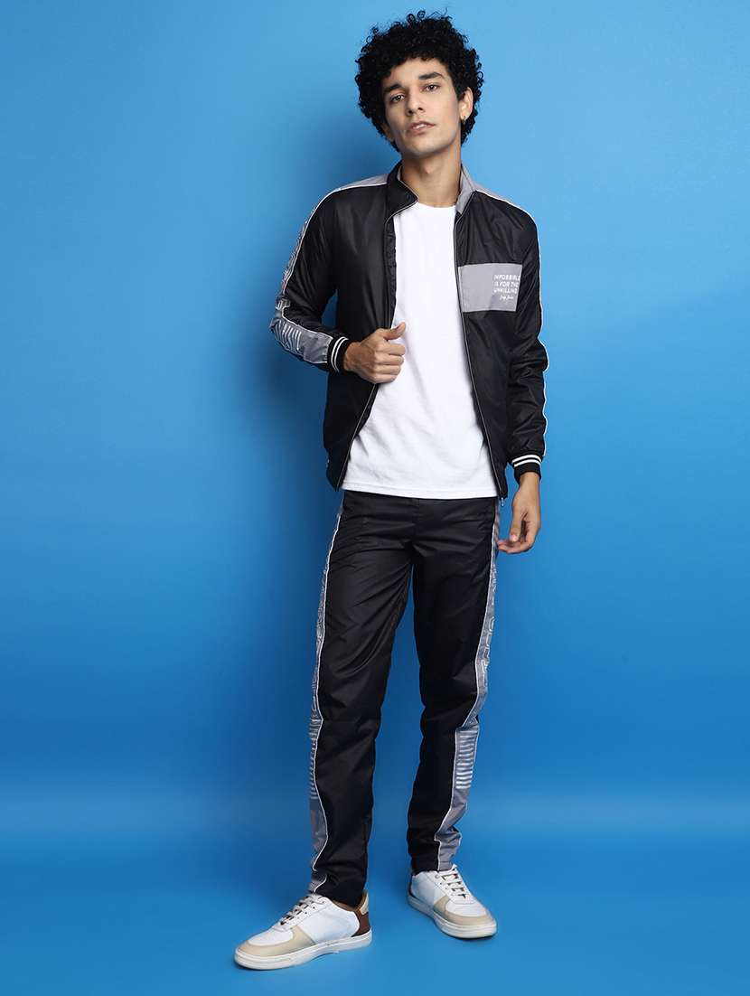 men solid color track suit