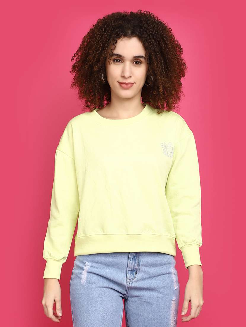 women round neck solid sweatshirt - 20590006 -  Zoom Image - 0