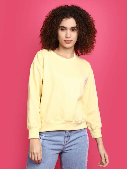 women round neck solid sweatshirt - 20590008 - Standard Image - 0