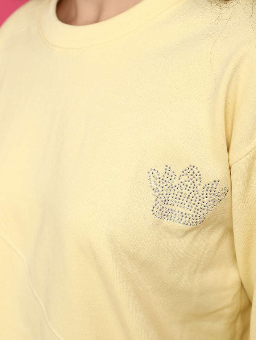 women round neck solid sweatshirt - 20590008 - Standard Image - 5