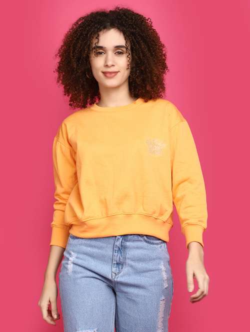 women round neck solid sweatshirt - 20590009 -  Standard Image - 0