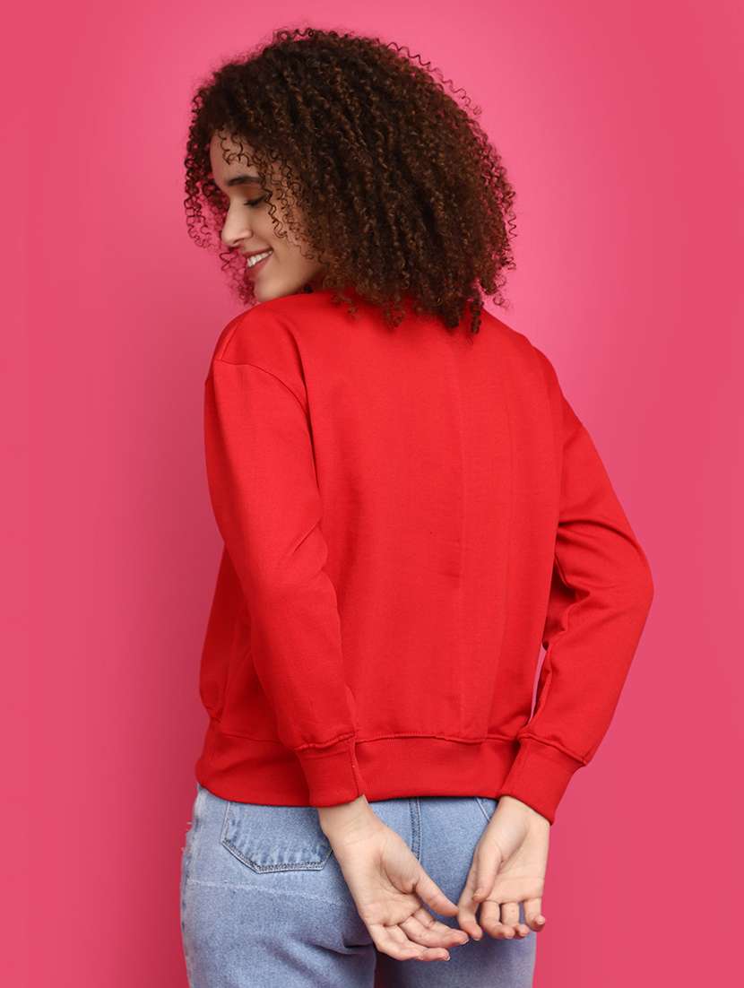 women round neck solid sweatshirt - 20590010 - Standard Image - 3