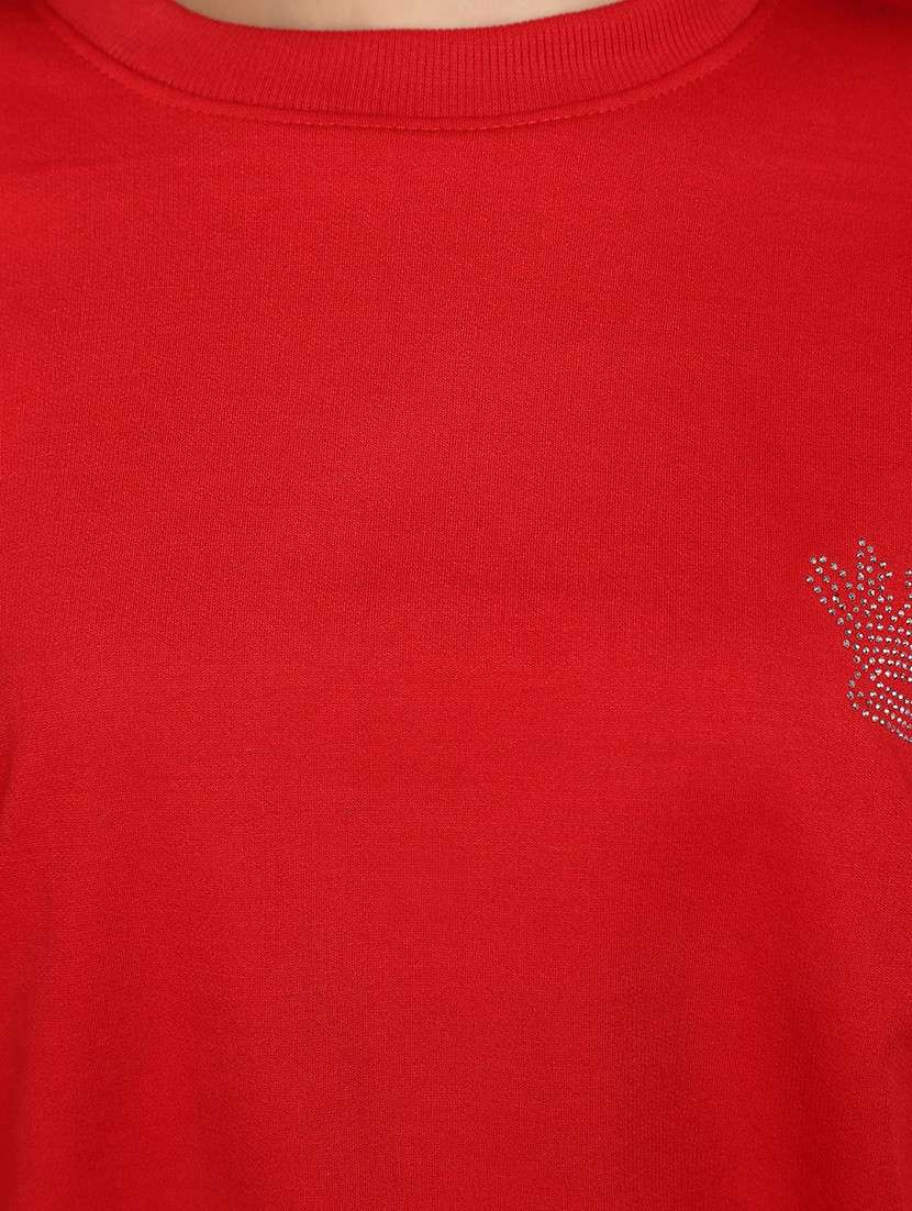 women round neck solid sweatshirt - 20590010 - Standard Image - 5