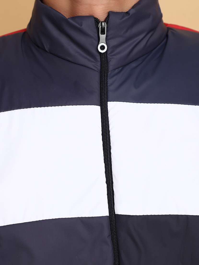 men long sleeved color block quilted jacket - 20590056 - Standard Image - 5