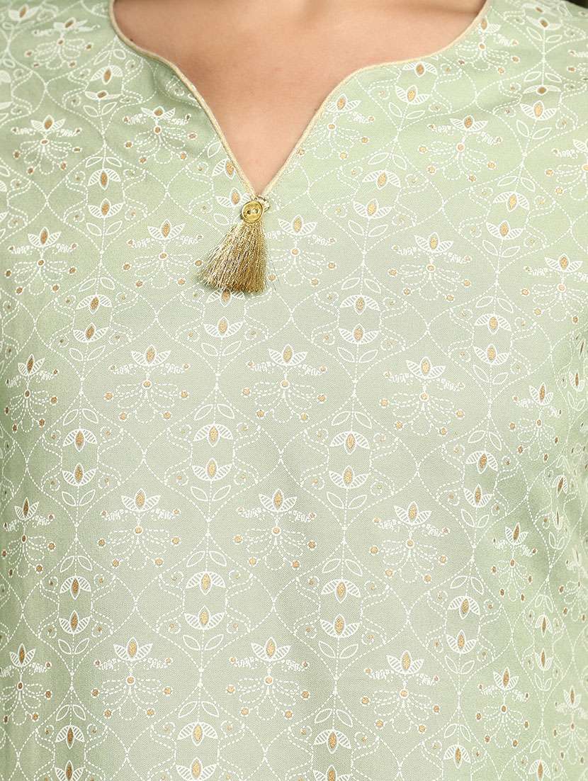 women neo mint notch neck straight kurta - 20590126 -  Standard Image - 5