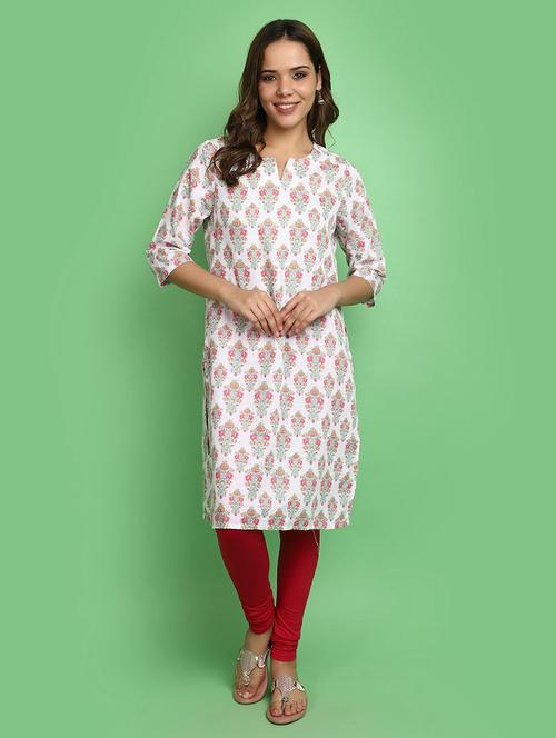 women white notch neck straight kurta - 20590183 - Standard Image - 0
