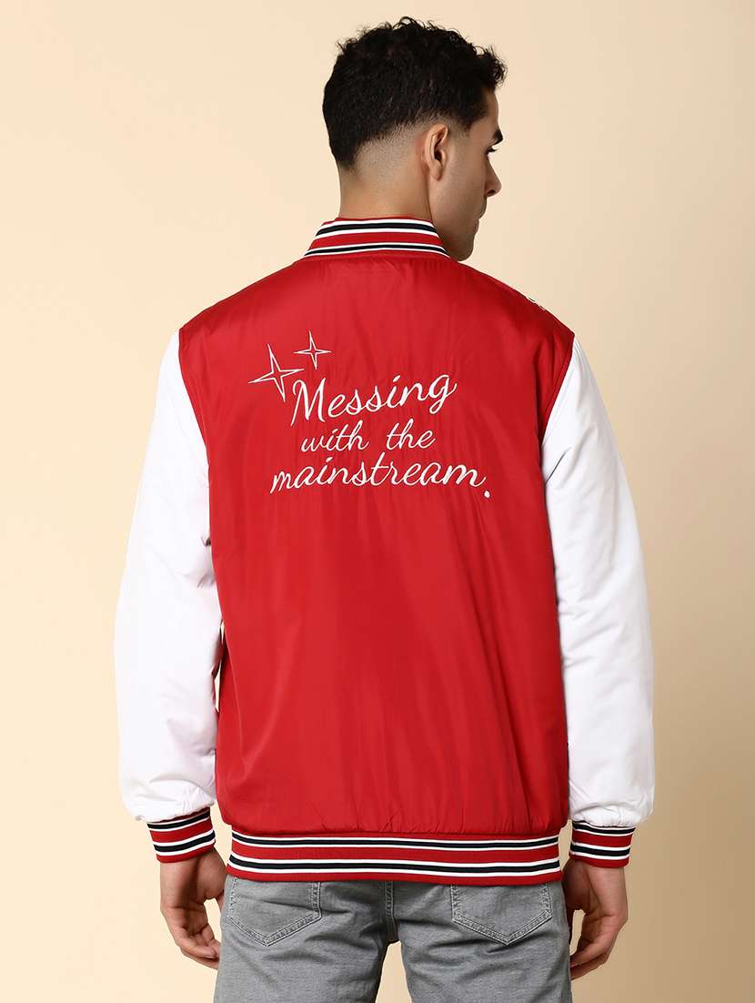 men color block long sleeve varsity jacket - 20590814 -  Standard Image - 3