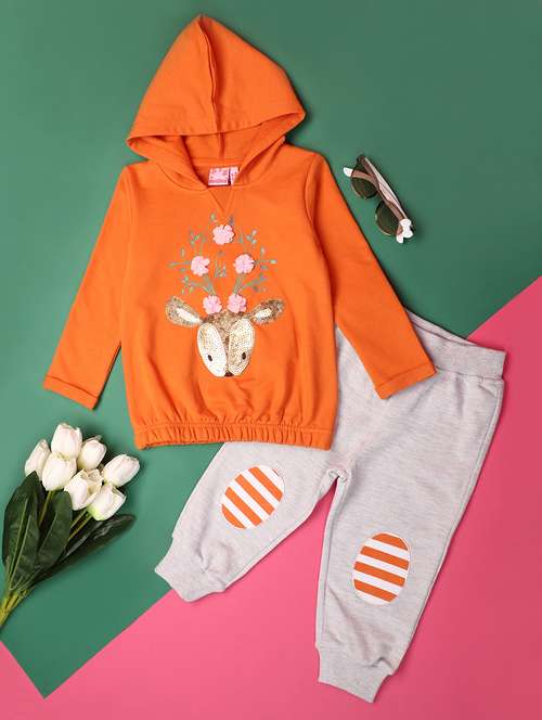 orange cotton suit sets twin & dungree - 20590819 -  Standard Image - 0