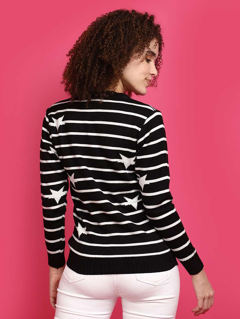 women black stripes pullover - 20590889 - Standard Image - 3