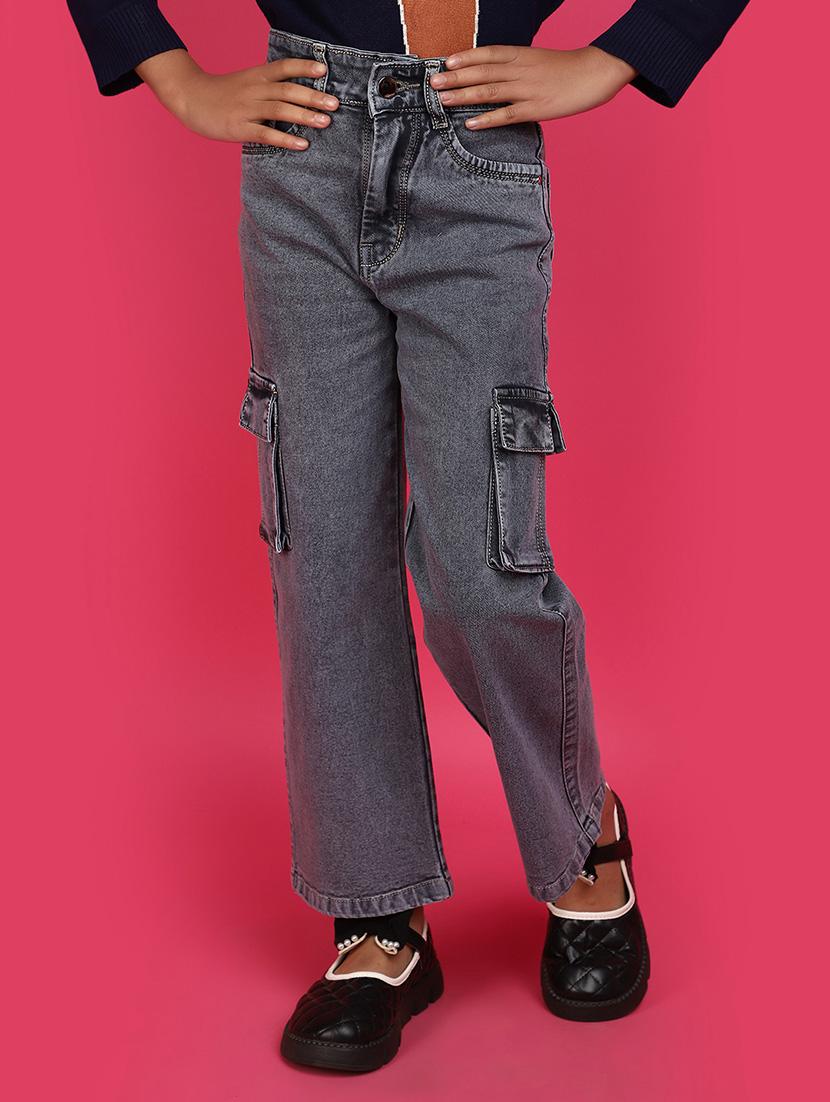 solid grey cargo denim jeans - 20591013 - Zoom Image - 0