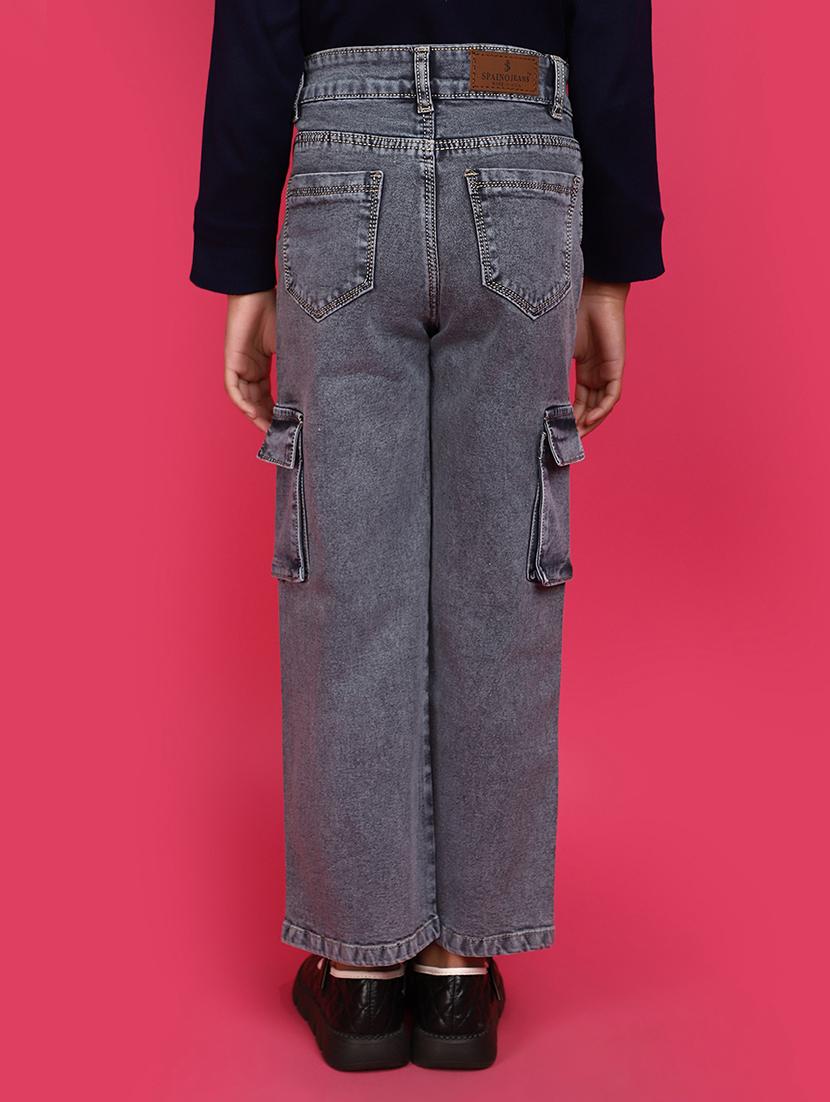 solid grey cargo denim jeans - 20591013 - Standard Image - 3